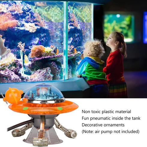 Aquarium Decoration, Suspended UFO Fish Tank Decoration Air Action Ornament for Fish Tank Landscape...