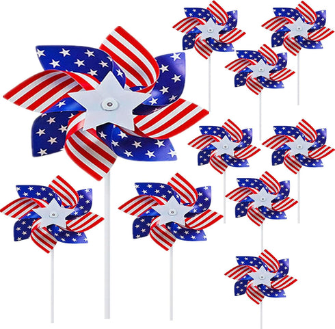 4th of July Pinwheels Patriotic Pinwheels American Flag Windmill for Memorial Day Independence Day Party Decorations 10Pcs...