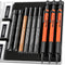 Four Candies 3PCS 1.3mm Mechanical Pencil Set with Case, Metal Heavy Duty Carpenter Pencils with 48 Refill(Red,Black,Yellow) 3Eraser, 12Eraser Ref...