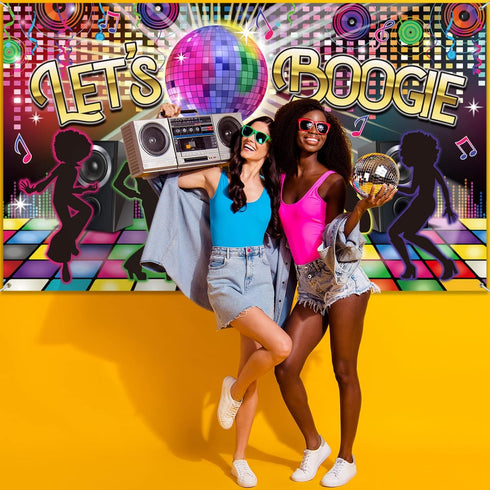 Disco 70s Theme Party Decorations Back to 60s 70s 80s 90s Let's Boogie Disco Dancing Night Photography Photo Booth Background Birthday Party Suppl...