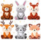 Aoriher 6 Pcs Mini Woodland Animals Plush Toys Bulk 4 Inch Cute Plush Bear Rabbit Squirrel Raccoon Stuffed Keychain for Baby Shower Birthday Party...