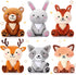 Aoriher 6 Pcs Mini Woodland Animals Plush Toys Bulk 4 Inch Cute Plush Bear Rabbit Squirrel Raccoon Stuffed Keychain for Baby Shower Birthday Party...