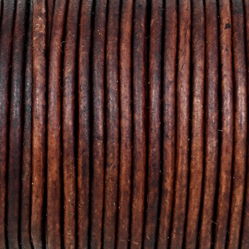 GENIQUE Real/Genuine Round Leather Cord for Jewelry Making, Leather String Cord for Crafting, Necklace, Bracelets, Braiding, Wraps (2mm, Antique B...