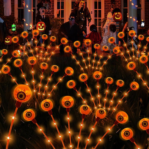 Scary Eyeballs Solar Halloween Lights Outdoor,2PACKS 12LED Halloween Decorations with 3D Floating Scary Eyeballs Magic Lights,Solar Spooky Lights ...