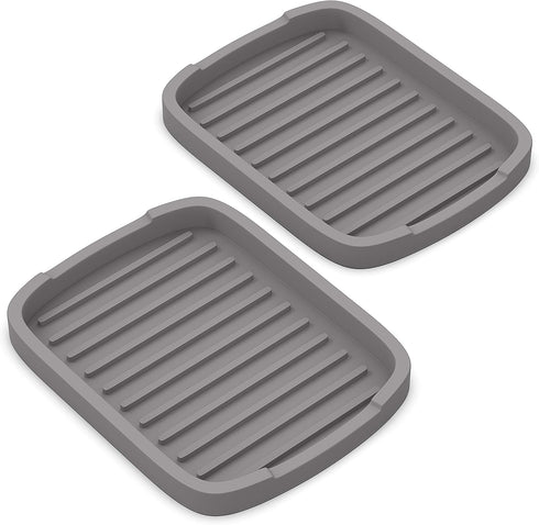 Silicone Sponge Holder -soap Tray - 5.9" X 4.33" Set -2pcs (Gray)...