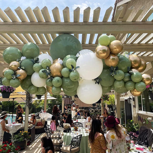 60 Pcs White Sage Green Balloons Latex Balloons with Artificial Eucalyptus Leaves Confetti Balloons for Birthday Baby Bridal Shower Wedding Party ...