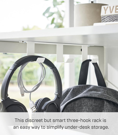 YAMAZAKI Home Tower Under Desk Hanger Hooks, Headphone Headset Bag Or Charger Storage Holder for Bedroom Or Office - Steel...