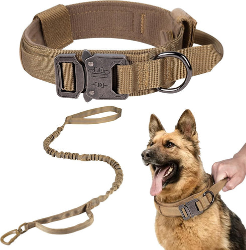 Tactical Dog Collar, Adjustable Military Training Nylon Dog Collar with Control Handle, Heavy Duty Metal Buckle for Medium and Large Dogs(XL 20-24...
