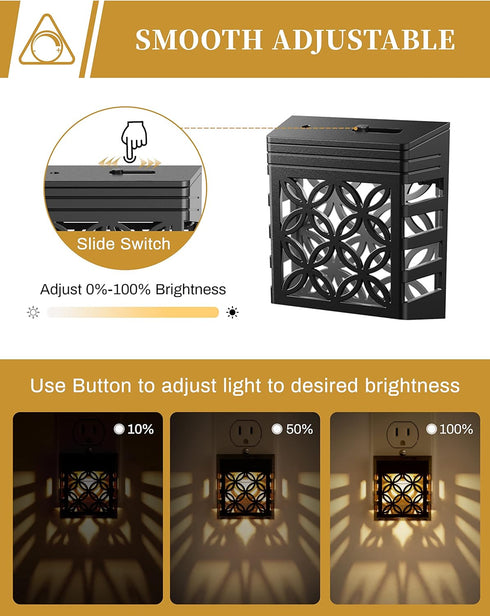DORESshop Plug in Night Light, Night Lights Night Lights Plug Into Wall, Dusk to Dawn Sensor, Adjustable Brightness, Decorative Nightlight for Bat...