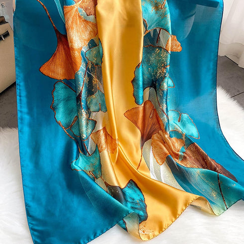 Fashion Scarves 100% Satin Silk Scarf Long Lightweight Sunscreen Shawls Wraps for Women Hair Scarves...