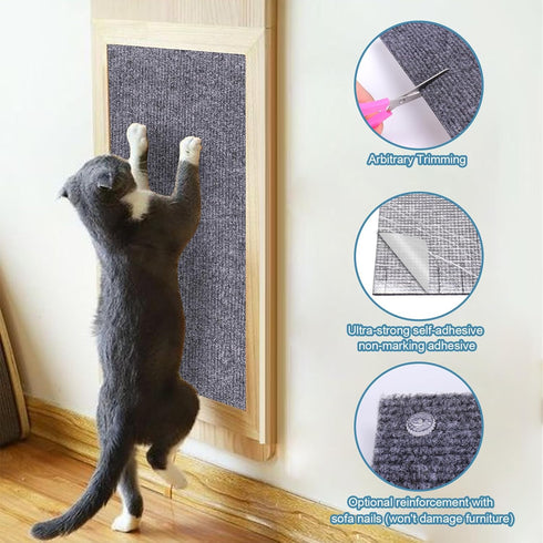 Mity rain 4PCS Cat Scratch Furniture Protector Mats 23.6“X11.8”Trimmable Self-Adhesive Cat Scratch Pads with 8PCS Furniture Nails Cat Couch Protec...