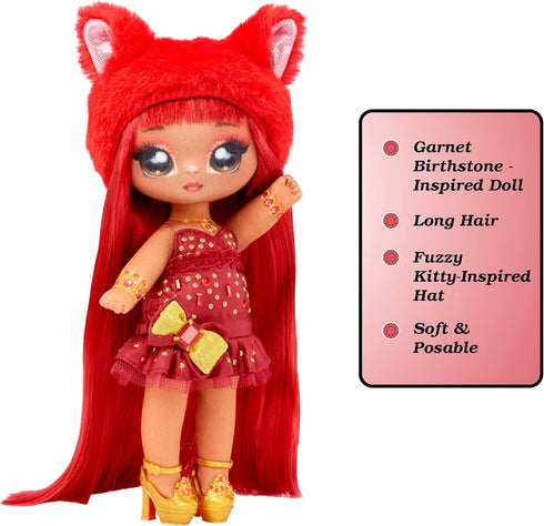 Na Na Na Surprise Sweetest Gems™ Ruby Frost 7.5" Fashion Doll Garnet Birthstone-Inspired with Red Hair, Taffeta Dress and Brush, Poseable, Great T...