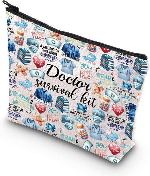 WCGXKO Doctor Gift Doctor Survival Kit Funny Cosmetics Bag Makeup Bag For Doctor … (scrub life)...
