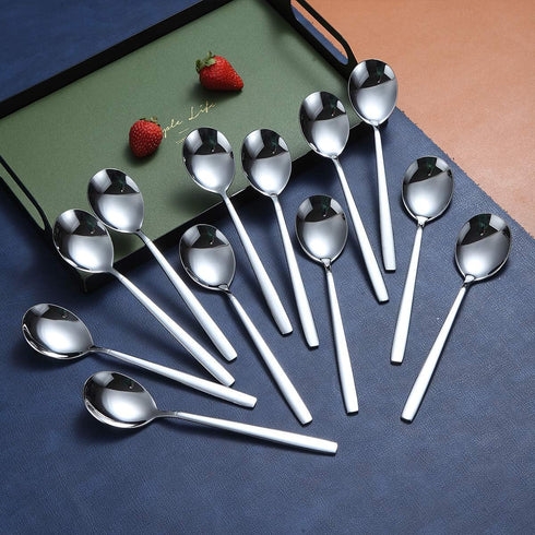 Berglander Teaspoons 6.3" Set of 12, Stainless Steel Shiny Polish Tea Spoons Silverware, Tea Spoon Small Dessert Spoon Teaspoon Dishwasher Safe...