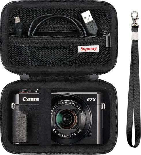 Hard Travel Case for Canon Powershot G7 X Mark II/ G7 X Mark III Digital Camera, Protective Storage Bag with Zipper Mesh Pocket for Battery Pack, ...