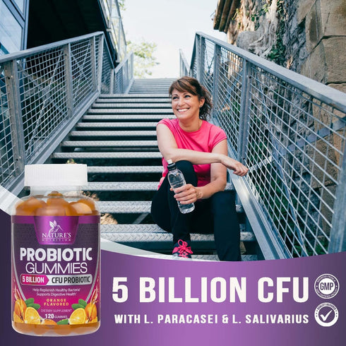 Probiotic Gummies for Digestive Health, Daily Probiotics for Women & Men, 5 Billion CFUs, Nature's Pro Biotics Gummy for Immune Support, Digestive...