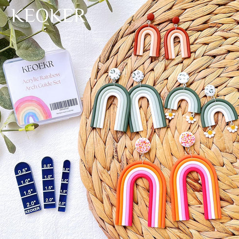 Keoker Polymer Clay Acrylic Rainbow Arch Guide Set, 3 Size for Polymer Clay Earrings, Polymer Clay Earrings Jewerlry Supplies, Polyemr Clay Earing...