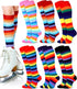 Unittype 6 Pair Rainbow Pride Knee High Socks for Women Striped Socks Long Socks Tube Socks Roller Skate Socks for Girls Youth Gift...