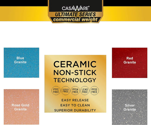 casaWare 9 x 6 x 0.75-Inch Toaster Oven Ultimate Series Commercial Weight Ceramic Non-Stick Coating Baking Pan (Red Granite)...