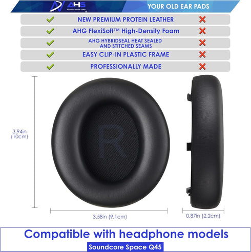AHG Premium Replacement Soundcore Space Q45 Headphones Ear Pads/Soundcore Q45 Ear Cushions Compatible with Anker Soundcore Space Q45 Headphones (B...