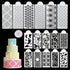DI QIU REN 16PCS Cake Stencils for Decorating Buttercream, 15X5.9 Inch Fondant Template, Lace & Geometric Icing Printing Mold, Side Baking Mesh...