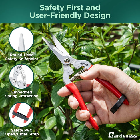 Pruning Shear Straight Pruning Snip with Stainless Steel Serrated Blade, Adjustable Joint Screw Micro Tip Garden Scissor for Arranging, Trimming, ...