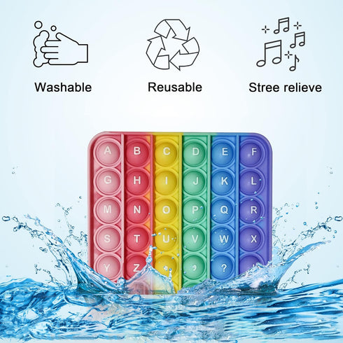 Alphabet Pop Fidget Toy Letters ABC Numbers Learning and Educational Toys Square Sensory Toys Popper Games Gifts for Kids 4 Packs Double Side Maca...