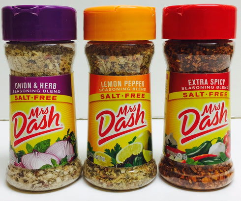 Mrs Dash Salt-Free Seasoning Blend Variety 3 Packs - Extra Spicy, Lemon Pepper, and Onion & Herb...