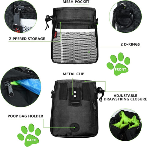 Dog Treat Pouch - 3 Ways to Wear Treat Pouches for Pet Training and 2 Pieces Clicker Taining for Dogs, Dog Training Treat Pouch Bag and Dog Clicke...