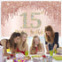 Happy 15th Birthday Banner Backdrop Decorations for Girls, Rose Gold 15 Birthday Party Sign Supplies, Pink 15 Year Old Birthday Poster Background ...
