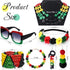 7 Pieces Jamaica African Jewelry for Women, Rasta African Beads Earrings Afro Beaded Bracelet Queen Wooden Earrings Bohemian Coconut Shell Necklac...