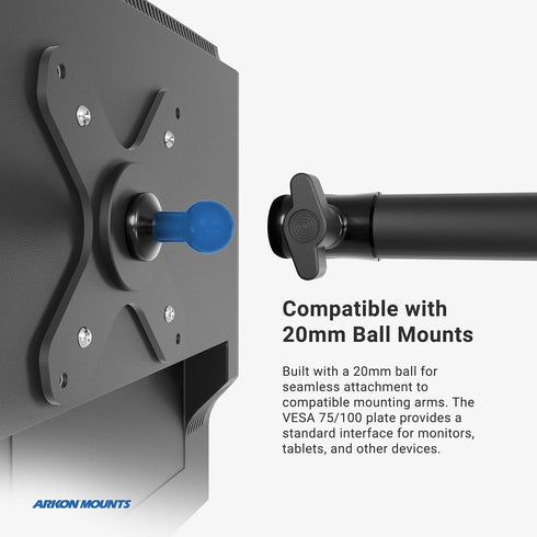 ARKON Mounts VESA 75 / VESA 100 to 20mm Ball Mount Bracket Adapter | Industrial-Strength Construction | VESA-Compatible Devices | Durable 20mm Bal...