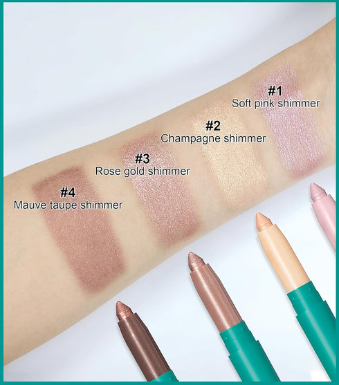 Erinde 4 Colors Eyeshadow Stick, Eye Brightener Stick, Shimmer Creamy Eye Shadow Makeup, Long Lasting Waterproof Glitter Highlighter Eye Liner Pen...
