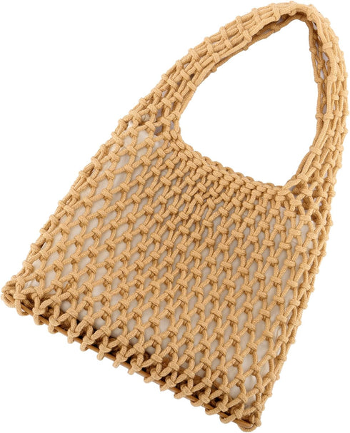 Ayliss Women Mini Clutch Handbag Tote Cotton Crochet Bucket Top-handle Drawstring Beach Woven Fishing Net Pouch Purse...