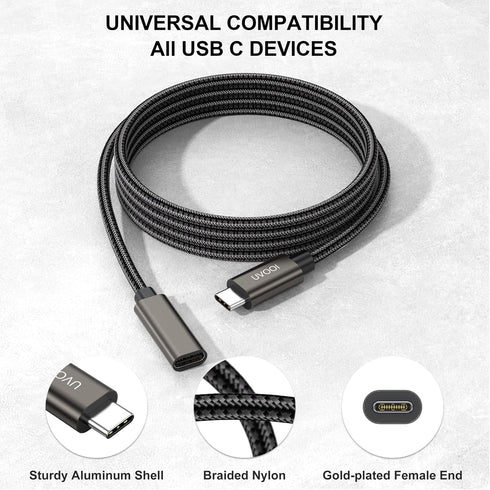 USB C Extension Cable 3.3FT USB C Extender, USB Type C Male to Female Cable 100W/10Gbps USB 3.1 Gen2 Fast Charging&Sync for Mobile Phone, Laptop, ...