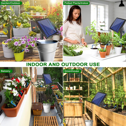 Solar Drip Irrigation Kit Accessories, 32.8FT Solar Powered Auto Easy DIY Irrigation System Expansion Kit with Anti-Siphoning Device for Balcony P...