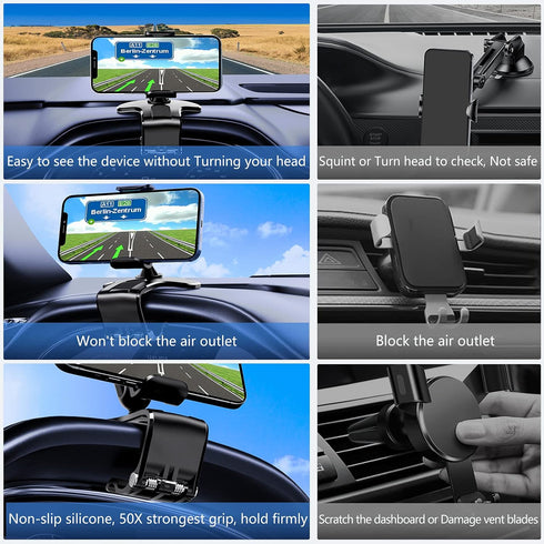 360 Degree Rotation Dashboard Cell Phone Holder for Car Clip Mount Stand Suitable for 4 to 7 inch Smartphones (Black)......