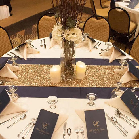 Glitter Gold Table Runners-12 by 108 Inch Luxury Linens -Gold Event Outdoor Party Supplies Fabric Decorations Gift Package for Holiday Wedding Bir...