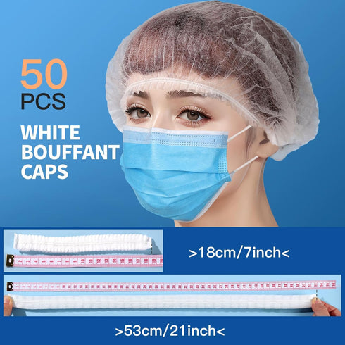 LEOBRO Hair Nets for Food Service Workers, 50PCS Hair Net, Hairnets for Foodservice, Kitchen Hair Nets for Women Men Cooking, Non-woven Bouffant C...