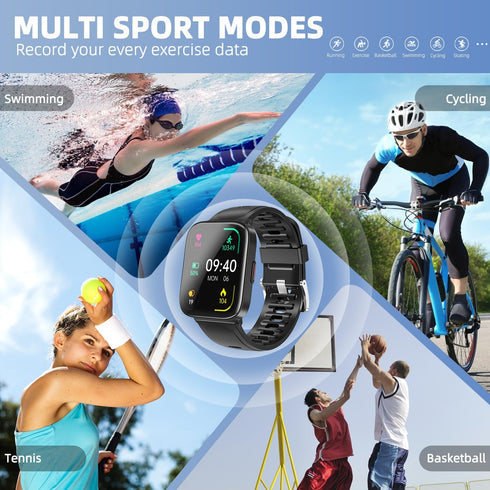 Smart Watch, 5ATM Waterproof Fitness Tracker Smart Watch for Men, 1.8'' Touch Screen Fitness Watch with Sleep Monitor Pedometer Notification Weath...