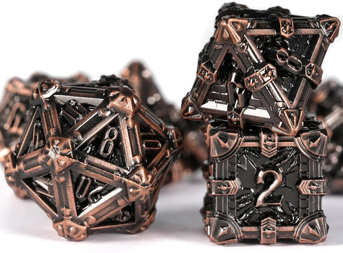 Metal DND Dice Set, Skull Series DND Dice 7-Pieces Metal Polyhedral Dice Set with Gift Box for Dungeons and Dragons Role Playing Games?Red Copper?...