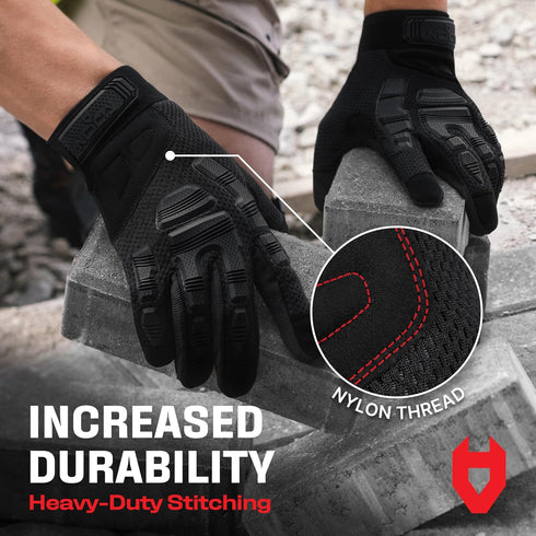 NoCry Mechanic Gloves for Men — Durable Impact Gloves For Men with Soft PVC Knuckles, Secure Fit and Firm Grip — Touchscreen and Moisture Wicking ...