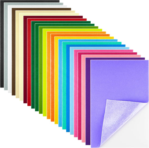 Morcheiong 24 Pcs Self Adhesive Felt Sheet Soft Felt Sheets with Adhesive Backing for Art Project and Sewing DIY Craft(11.8"x7.9"/30x20cm)- 24 Col...