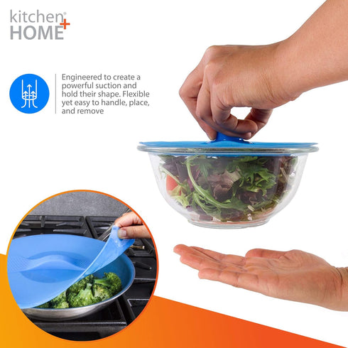 Kitchen + Home Silicone Suction Lids and Food Covers - Set of 5 - Fits various sizes of cups, bowls, pans, or containers!...