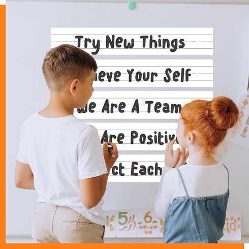 10 Pack Magnetic Sentence Strips, Dry Erase Writing Strip Erasable & Writable Lined Sentence Learning Strip for Classroom Learning Tool School, Of...