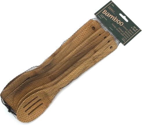 Lipper International 826 Bamboo Wood Kitchen Tools in Mesh Bag, 6-Piece Set...