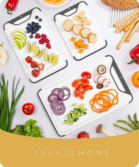 Cutting Boards for Kitchen, Plastic Cutting Board, Dishwasher Safe Cutting Board with Juice Grooves for Meat, Veggies, Fruits, Easy Grip Handle, N...