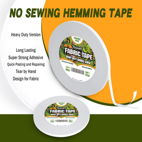 Heavy Duty Fabric Tape - Sticky Double-Sided Tape Strong Adhesive Cloth Leather Tape Press-on Tape, No Sewing or Ironing, Gluing, Alterations and ...