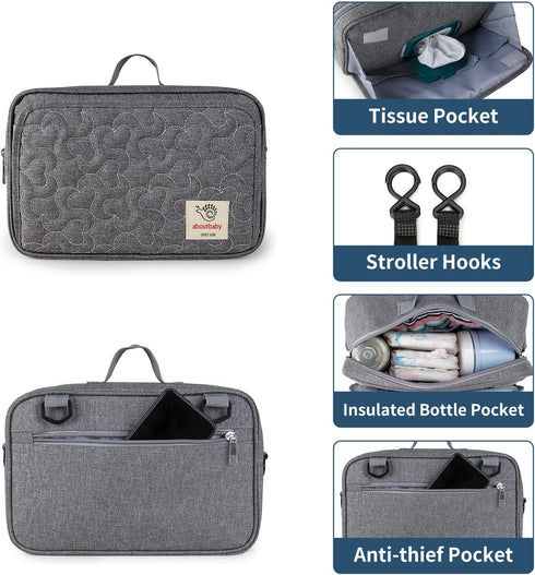 TRENDPLAY Small Diaper Bag Stroller Bag Diaper Organizer Caddy for Diapers with Insulated Pocket, Stroller Straps and Adjustable Shoulder Strap,Un...
