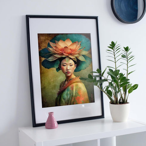 Asian Woman Rice Paper, 11.5 x 16 inch - 1 Unique Printed Mulberry Paper Art Image...